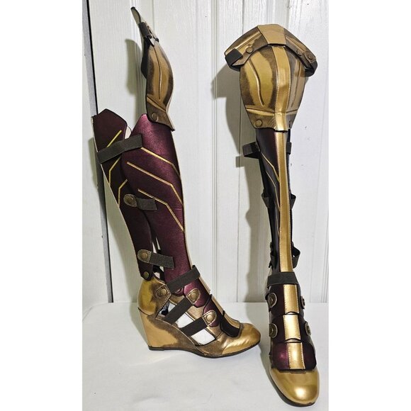 Wonder Woman Cosplay Boots Size 6 Red Gold Wedge Shoes Justice League Costume - Picture 1 of 9